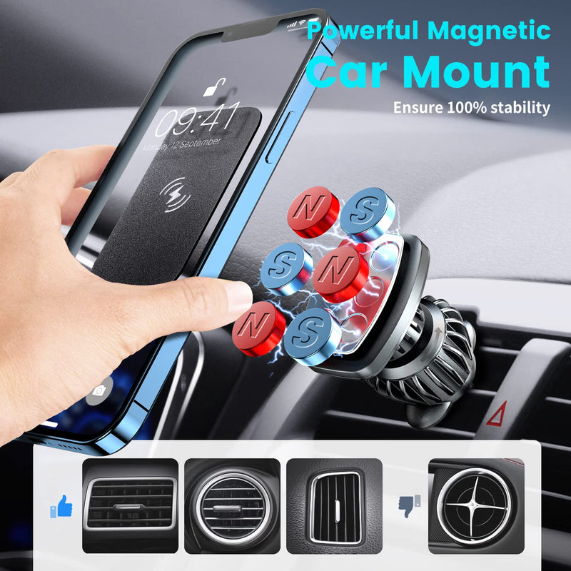 [Australia - AusPower] - eSamcore Cell Phone Magnet Sticker Allows Wireless Charging, Comes with Magnetic Phone Mount for car, Soft Magnetic Plate for car Phone Holder Mount Vent Clip Compatible with Samsung Galaxy iPhone 