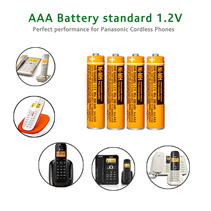 [Australia - AusPower] - EOCIK 4 Pack HHR-55AAABU NI-MH Rechargeable Battery 1.2V 550mAh AAA Battery for Panasonic Cordless Phones 550-4 