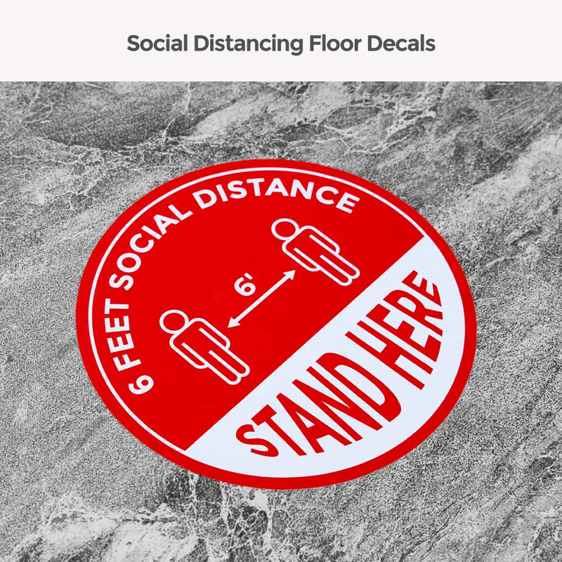[Australia - AusPower] - Social Distancing Floor Signs, 6ft Public Safety Decal, Keep 6 Feet Distance Label, Please Wait Here Stand Here Sticker, Waterproof Yellow Round Floor Reminder Marker (8, 15) 8 