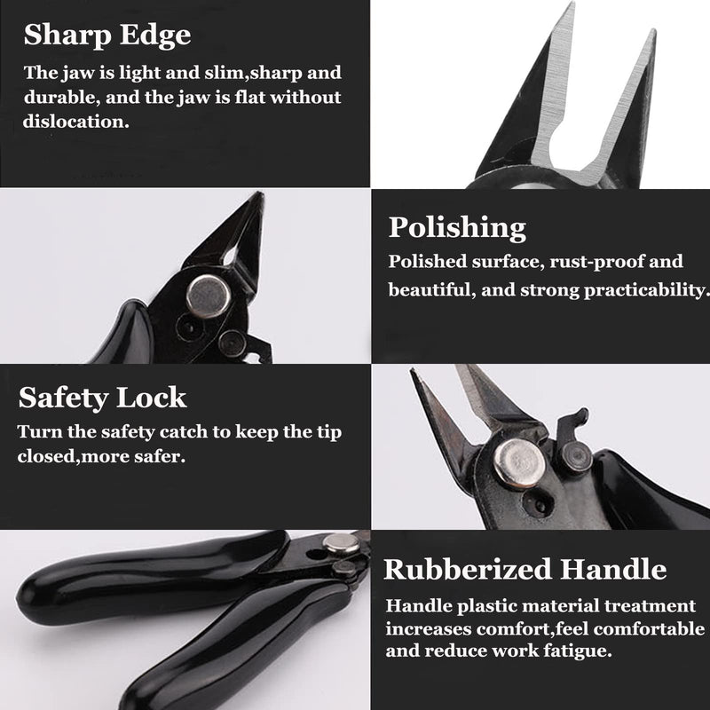 [Australia - AusPower] - BOENFU 3.5 Inch Micro Cutter with Lock Soft Wire Cutter Mini Flush Cutting Pliers Diagonal Cutting Pliers Small Cutting Side Snips Pliers Multifunction Manual Tool for Men Gifts 3.5 inches Black 