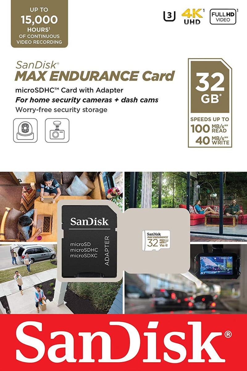 [Australia - AusPower] - SanDisk MAX Endurance 32GB TF Card MicroSDHC (2 Pack) Memory Card for Dash Cams & Home Security System Video Cameras (SDSQQVR-032G-GN6IA) Bundle with (1) Everything But Stromboli MicroSD Card Reader 