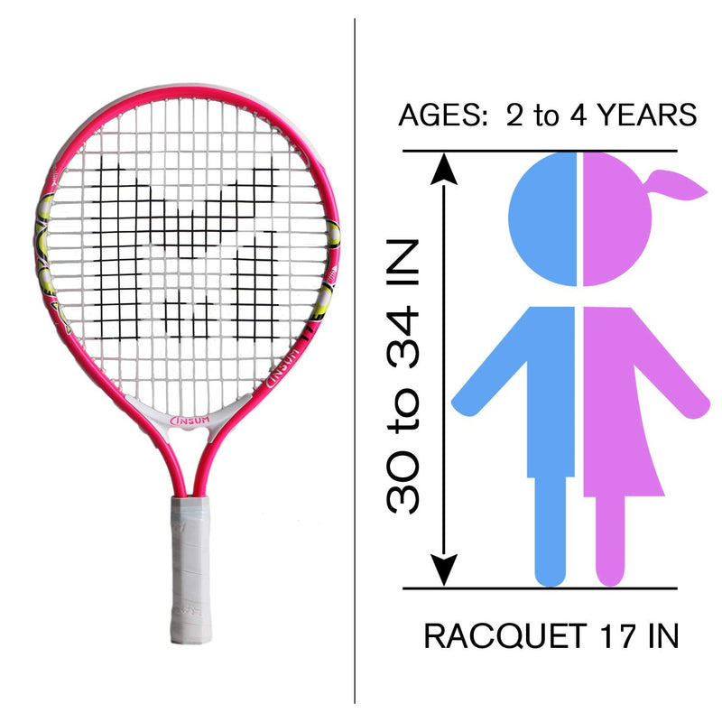 [Australia - AusPower] - insum Kids Tennis Racket Starter Kit for Kids with Shoulder Strap Bag Mini Tennis Racket Toddler Tennis Raquet 17 Inch for Age 4 and Under 