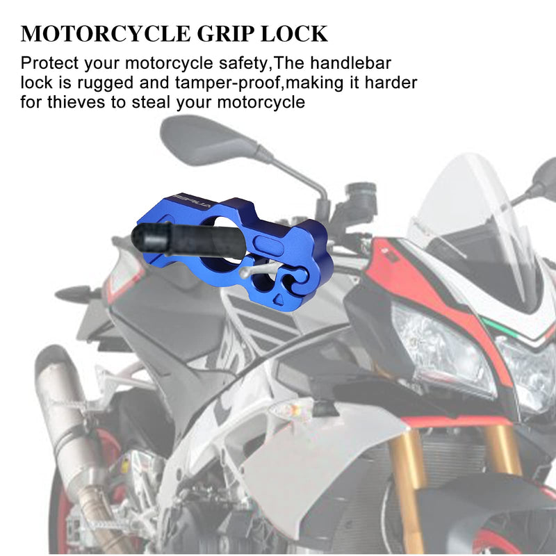[Australia - AusPower] - AUFER Universal Heavy Duty Motorcycle Grip Handlebar Lock Throttle Lock Anti Theft Brake Lever Locking Compatible With For Motorbike Sports Bikes Scooter Mopeds ATVs (Blue) Blue 