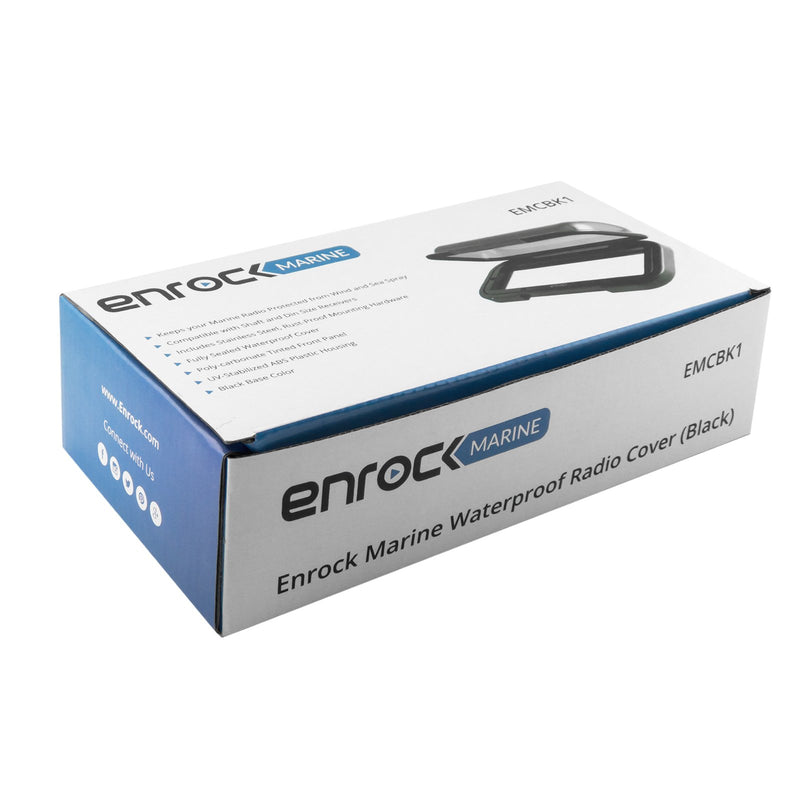 [Australia - AusPower] - EnrockMarine EMCBK1 Universal in Dash Water Resistant Waterproof Tinted Radio Shield Receiver Cover (Black Base) Black Base 