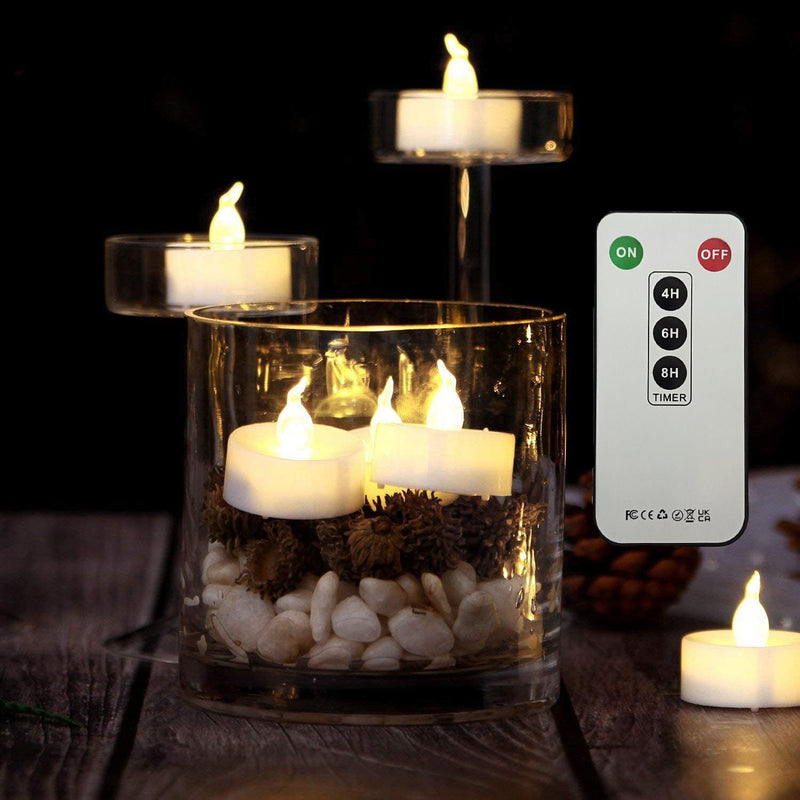 [Australia - AusPower] - Paichi Tea Lights Candles Battery Operated with Remote Control, 12Pcs Flickering Flameless Candle with Timer, Long Lasting 400+ Hours Led Electric Candle for Home Decor, Wedding, Party (WarmWhite) Warm White 
