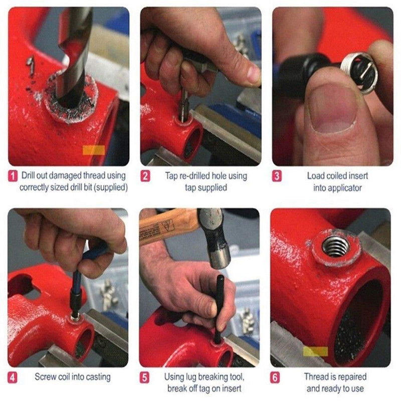 [Australia - AusPower] - Highking Tool Thread Repair Kit m14 x 1.50 mm Metric Thread Repair Insert Kit Compatible Hand Tool Set for Auto Repairing (M14-1.5) 