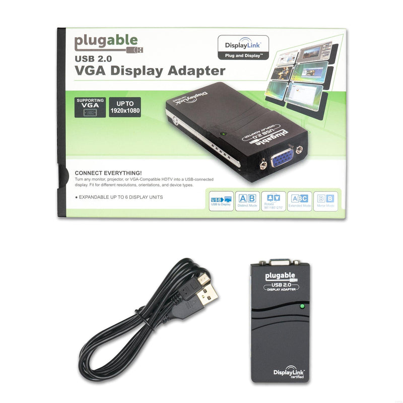 [Australia - AusPower] - Plugable USB to VGA Video Graphics Adapter for Multiple Displays up to 1920x1080 (Supports Windows 10, 8.1,7, XP) 1920 VGA 