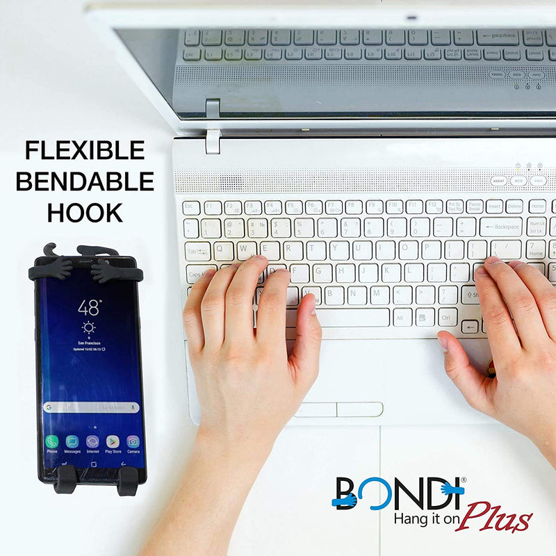 [Australia - AusPower] - Bondi Plus Flex Phone Holder and Stand - Adjustable Flexible Silicone Case Hanging Mount for Car Bike and Desk up to 6.75" Large Cell Phones - iPhone Xs XR 11 SE - Samsung Galaxy S10 S20 – Black 