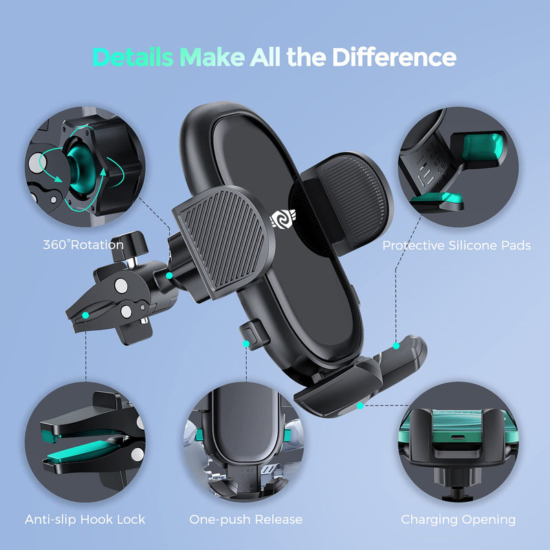 [Australia - AusPower] - Car Phone Holder Mount, Air Vent Car Phone Mount with Stable Clip, Pull-Down Support Feet Compatible with iPhone 13 12 SE 11 Pro Max XS XR, Galaxy Note 20 S20 S10 and More 