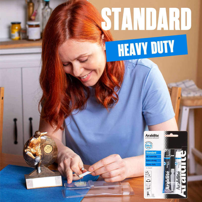 [Australia - AusPower] - Araldite Heavy Duty Epoxy Adhesive | Ultra Strong 2-Part Epoxy Glue | Solvent-Free Professional Grade Strength for All Materials | Slow Cure for Bonding and Repairing | Standard, 2 x 15ml 