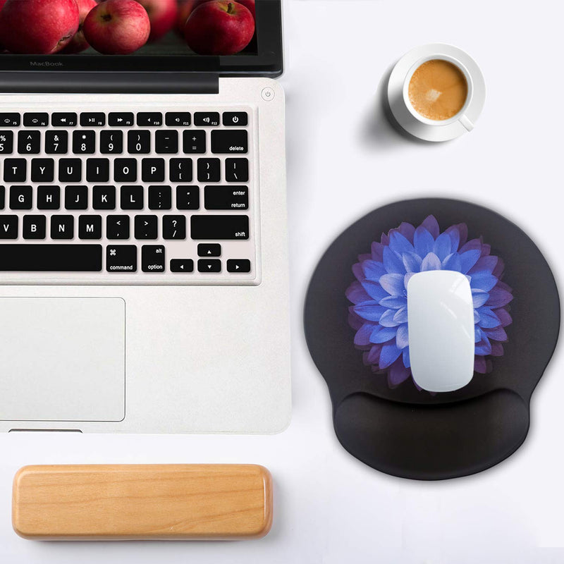 [Australia - AusPower] - Ergonomic Mouse Pad with Wrist Support,Dooke Cute Wrist Pad with Non-Slip Rubber Base for Computer, Laptop, Home Office Gaming, Working, Easy Typing & Pain Relief Purple Flowers 