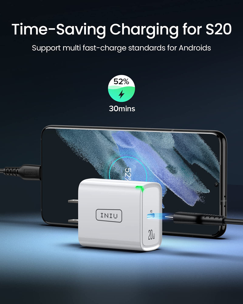 [Australia - AusPower] - USB C Charger, INIU Safest 20W PD Fast Charging Wall Charger, Quick Charge Power Adapter Plug Compatible with iPhone 13 12 11 Pro X 8 Samsung S21 S20 Note 20 iPad AirPods Google LG Magsafe Huawei etc. 