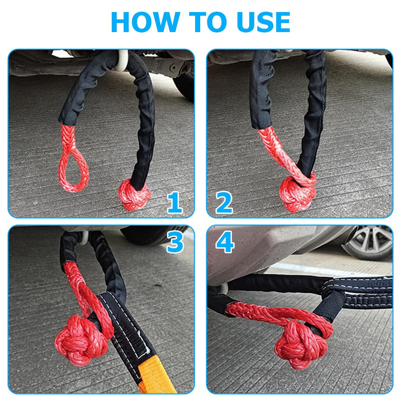 [Australia - AusPower] - BESULEN Synthetic Soft Shackle, 1/2inch*22inch 37478lbs Breaking Strength Soft Shackle Recovery Rope with Extra Sleeves, Universal Car Accessories for SUV ATV Truck Off Road Towing (Blue) Blue 