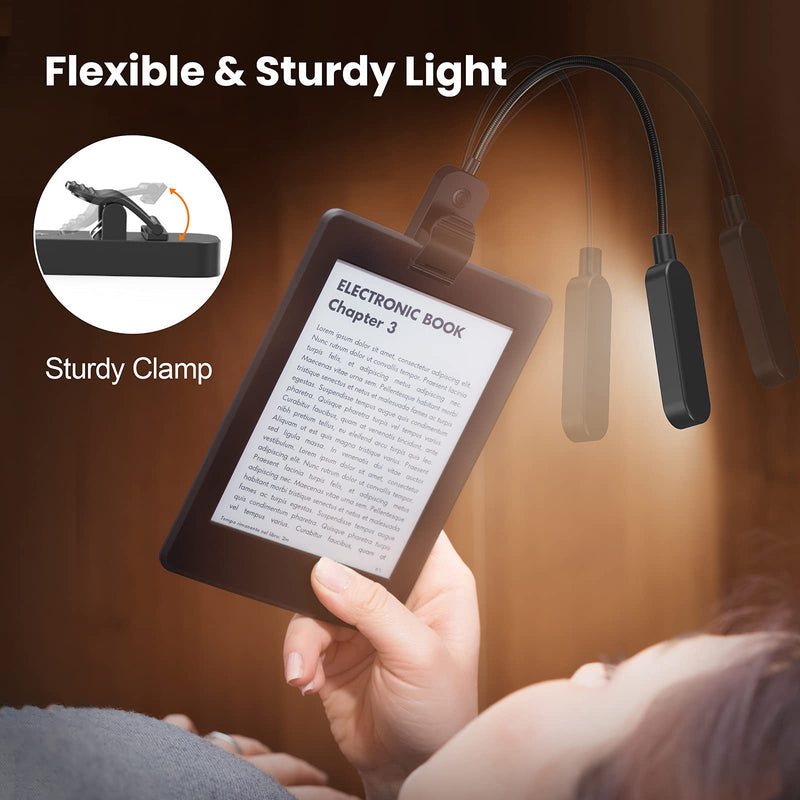 [Australia - AusPower] - Clip on Book Light for Reading in Bed, AXX Rechargeable Reading Lights for Kids, Amber Clip Lights for Reading - LED, Small, Battery Operated, Lightweight, Portable Book Light for Bookworms (2 Pack) 