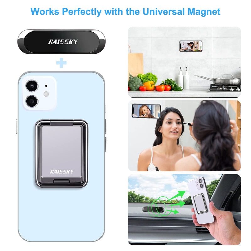 [Australia - AusPower] - HAISSKY Cell Phone Ring Holder Finger Kickstand 360°Rotation Foldable Phone Grip Stand Metal Phone Back Grip with Car Mount Compatible with iPhone, Samsung, LG, Sony, HTC and Tablet 