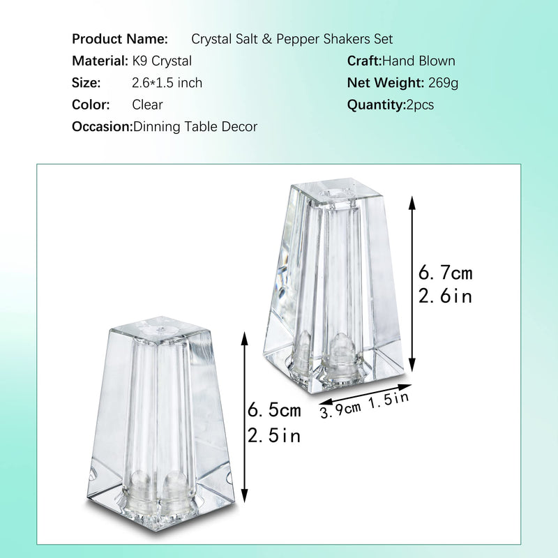 [Australia - AusPower] - Set 2 Mini Crystal Salt & Pepper Shakers Set,Modern Art Glass Kitchenware Ornaments,Essential Dining Table Refillable Tool Creative Housewarming Gift 