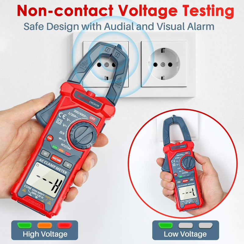 [Australia - AusPower] - AstroAI Digital Clamp Meter Multimeter 2000 Counts Amp Voltage Tester Auto-ranging with AC/DC Voltage, AC Current, Resistance, Capacitance, Continuity, Live Wire Test, Non-contact Voltage Detection 2000 Counts AC Current 