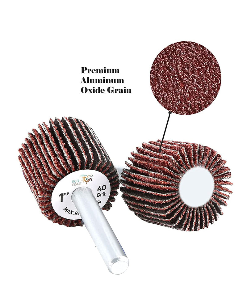 [Australia - AusPower] - Eco Edge 10-Pack 1-Inch Aluminum Oxide Shank Mounted Abrasive Flap Wheels (1"x1"x1/4" Shank, 40 Grit) High Performance, Premium Quality & Durable 1-Inch 40-Grit (Pack of 10) 