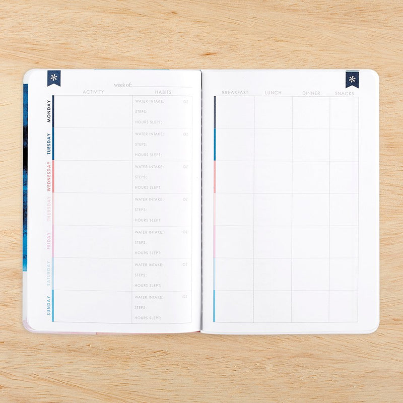 [Australia - AusPower] - Erin Condren Designer Petite Planner - Wellness Log/Wellness Planner Achieve Health Goals, Track Fitness, Sleep, Nutrition, Water Intake, Habits and More Watercolor Splash 