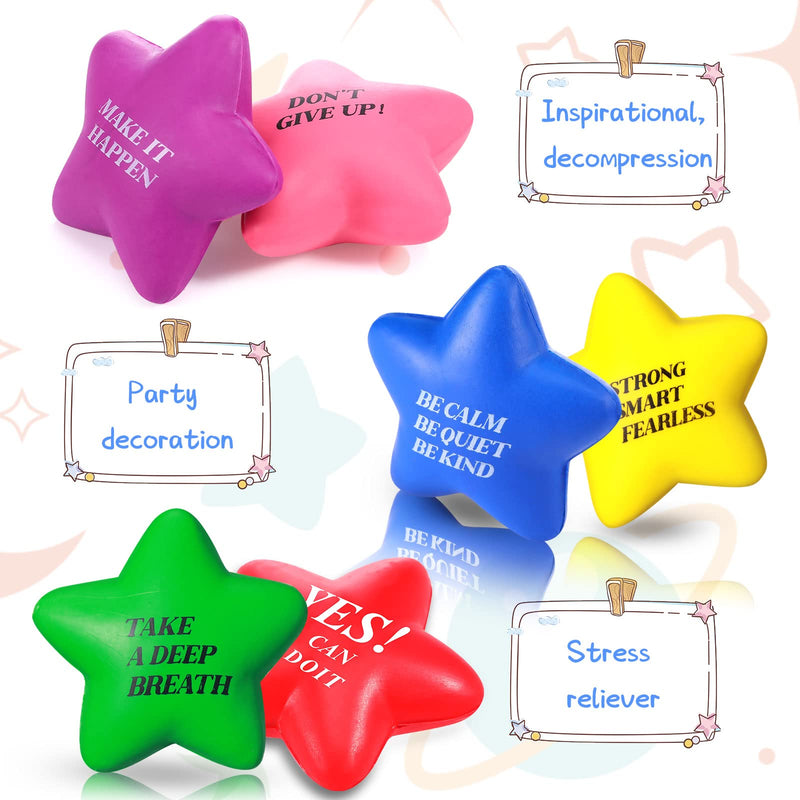 [Australia - AusPower] - 30 Pcs Stress Relief Ball with Quotes Small Stress Balls Motivational Stress Balls for Adults Star Stress Balls Star Shape Sports Balls for Women Men Relieve Anxiety Party Supplies 