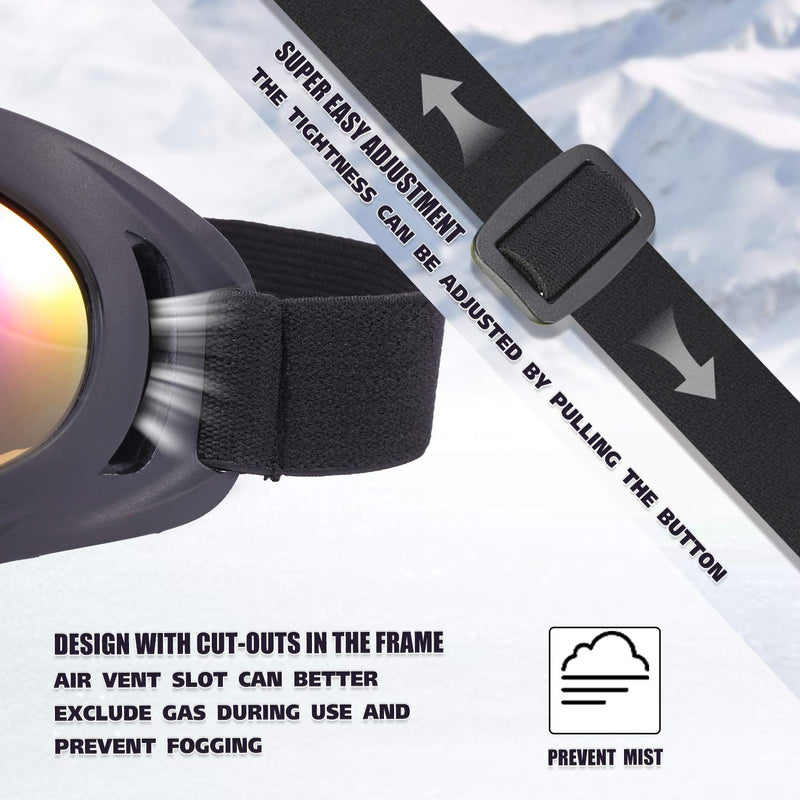 [Australia - AusPower] - MAMBAOUT 2-Pack Snow Ski Goggles, Snowboard Goggles for Men, Women, Youth, Kids, Boys or Girls 01.multicolor Lenses × 2 