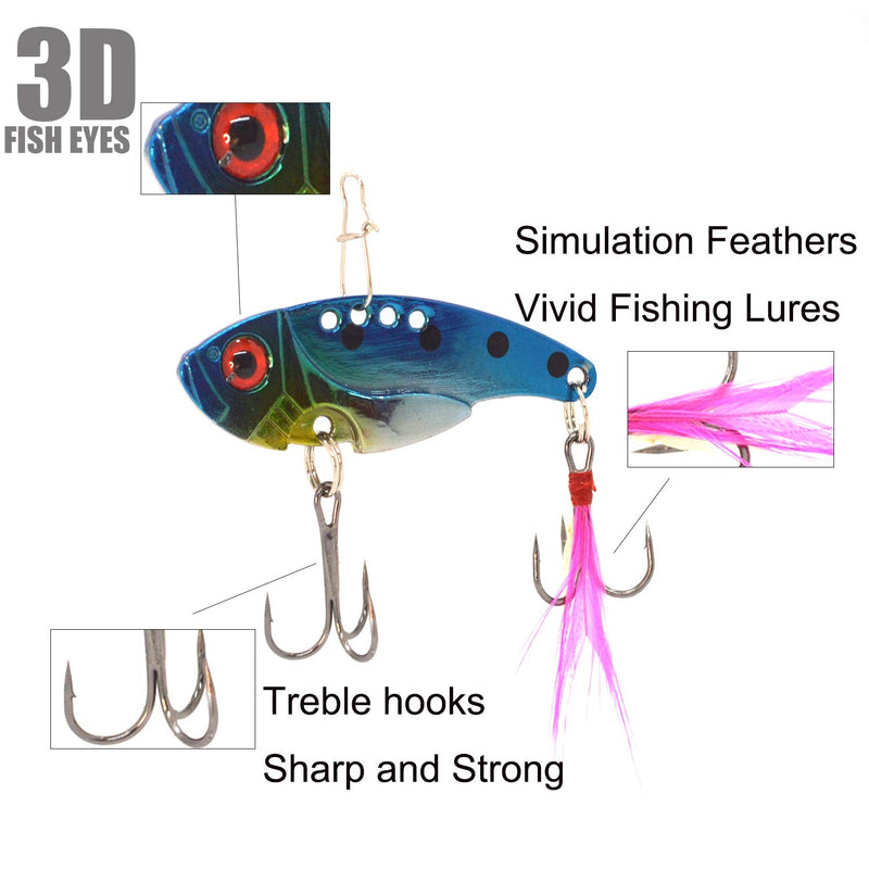 [Australia - AusPower] - WANBY Proven Explosive Color Special Spinner Spoon Swimbait Vibrating Jigging Freshwater Saltwater Fishing Lures with Hook Fishing Tackle for Trout Bass Salmon 7pcs 