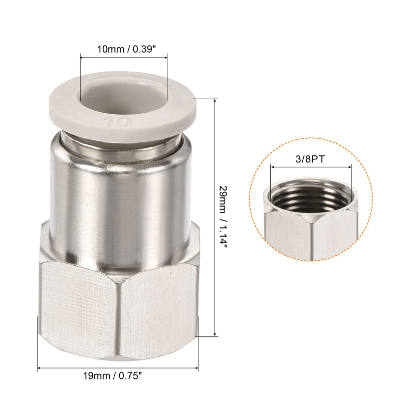 [Australia - AusPower] - MECCANIXITY Push to Connect Fittings 3/8PT Female Thread Fit 10mm Tube OD Nickel-Plated Copper Straight Union Fitting, Pack of 4 