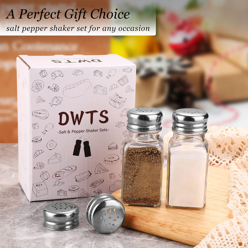 [Australia - AusPower] - Glass Salt and Pepper Shakers Set ,DWTS Salt Shakers with Stainless Steel Lid-Clear Glass Spice Jars,Clear to Know When to Fill,Best Farmhouse Kitchen Decoration Transparent Glass 