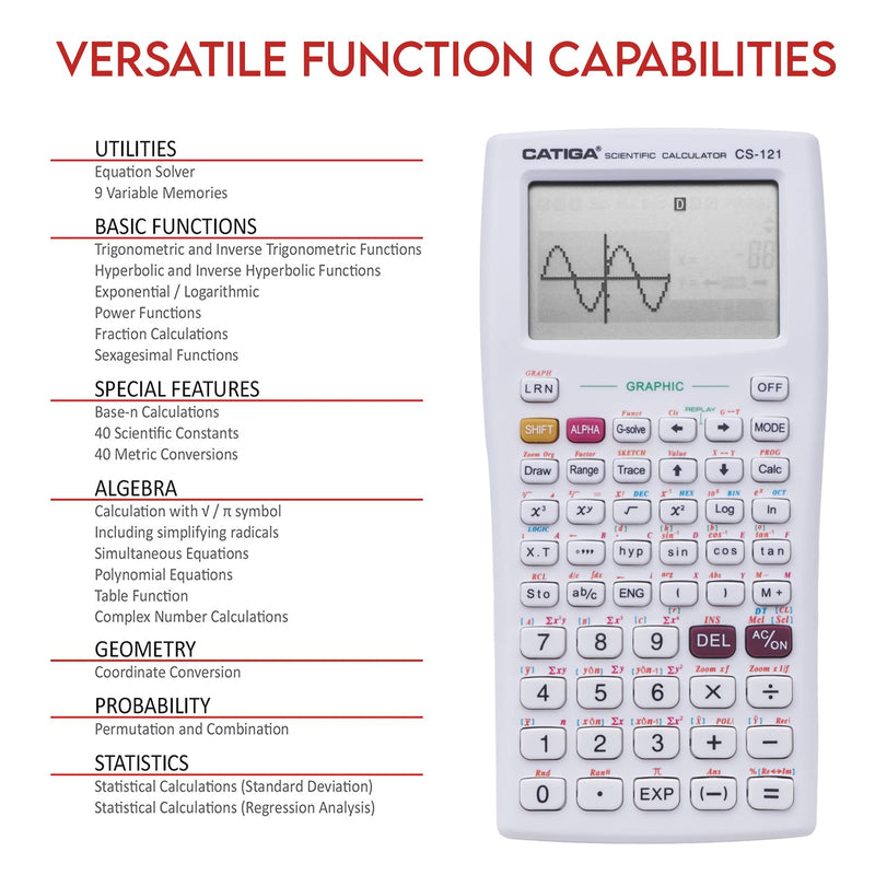 [Australia - AusPower] - Scientific Calculator with Graphic Functions - Multiple Modes with Intuitive Interface - Perfect for Beginner and Advanced Courses, High School or College White 