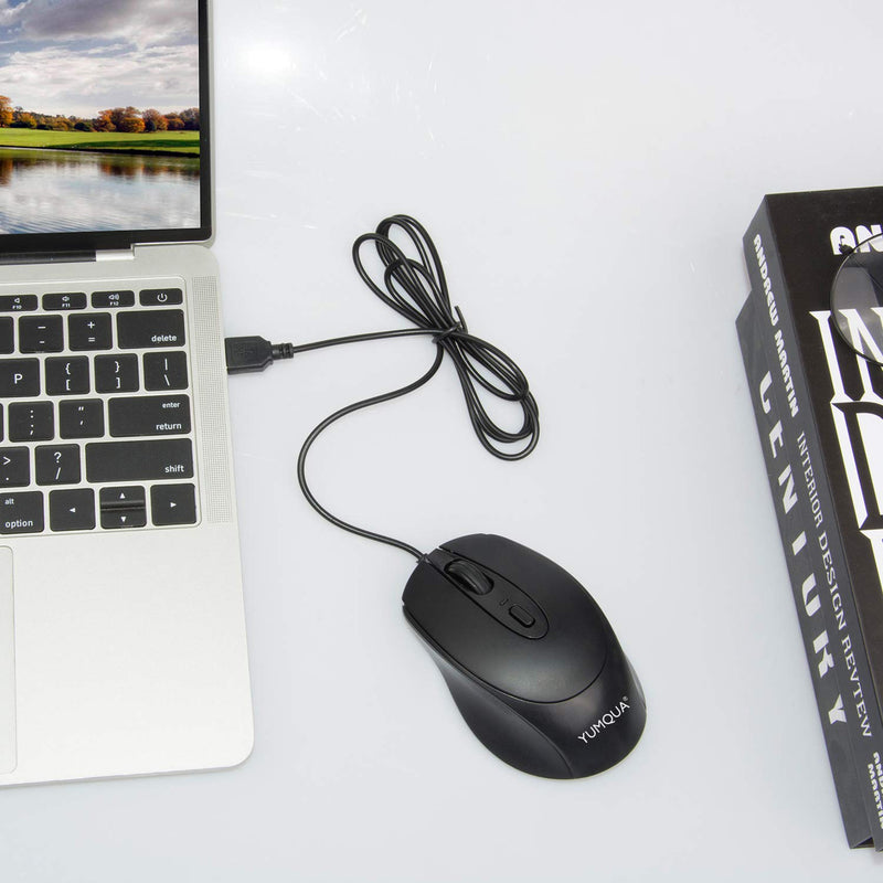 [Australia - AusPower] - YUMQUA G222 Computer Mouse Wired 4 Pack, Bulk USB Corded Mouse, Office & Home Silent Optical Mice with 2 Adjustable DPI for Computer Laptop Desktop PC 