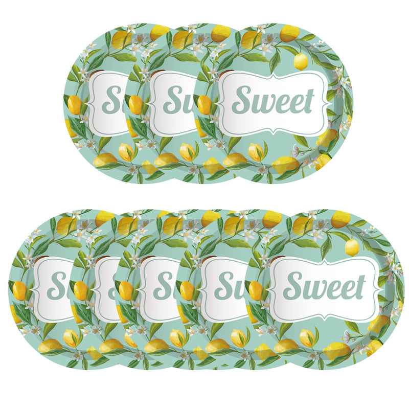 [Australia - AusPower] - Sweet Lemon Paper Plates - 24pcs 9inch Disposable Round Party Plates for Dessert, Snack, Fruits, Spring Summer Lemon Themed Event Decor, Picnic, Birthday, Baby Shower Party Supplies lemon-9in 