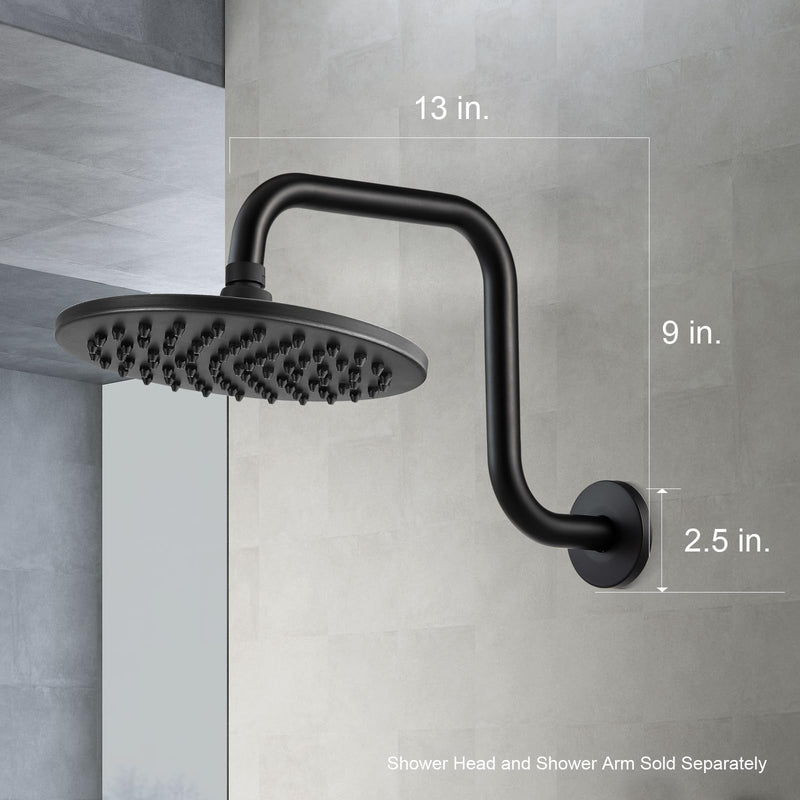[Australia - AusPower] - OFFO Shower Head Extension Arm 13 Inch, S Shaped High Rise Extender with Flange Shower Head Pipe Arm, Matte Black 