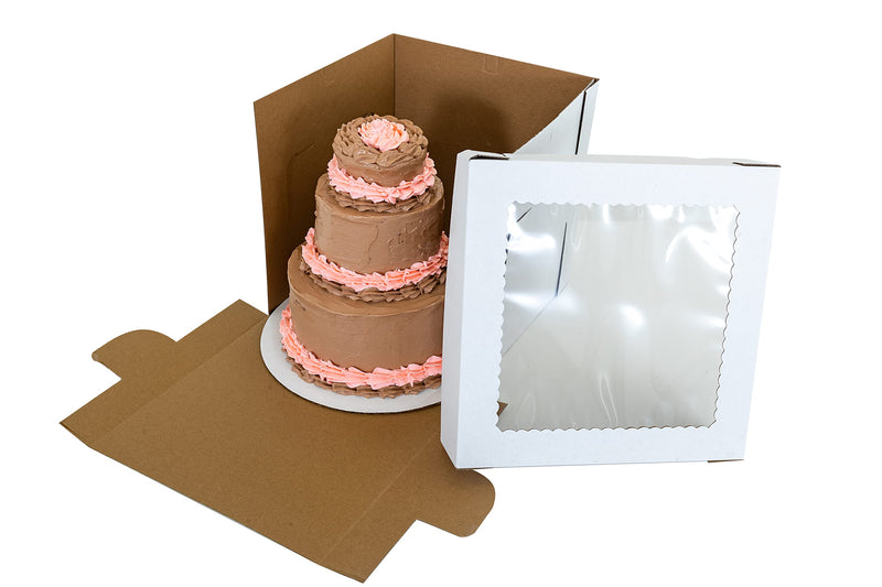 [Australia - AusPower] - Tall Cake Box with Window 1 Pack 12 x 12 x 12 inch White Bakery Box, Disposable Cake Container, Dessert Box, Pastry Gift Box 