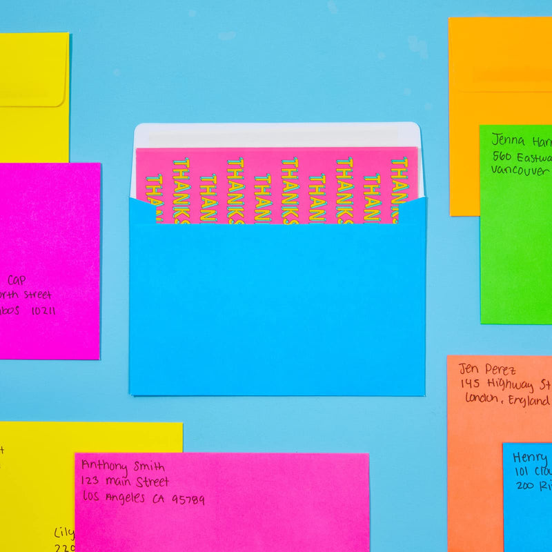 [Australia - AusPower] - 112 Pack Colorful Neon A4 Envelopes with Square Flap, Bulk for Invitations, Birthdays, Baby Showers, Greeting Cards (4x6 In) 