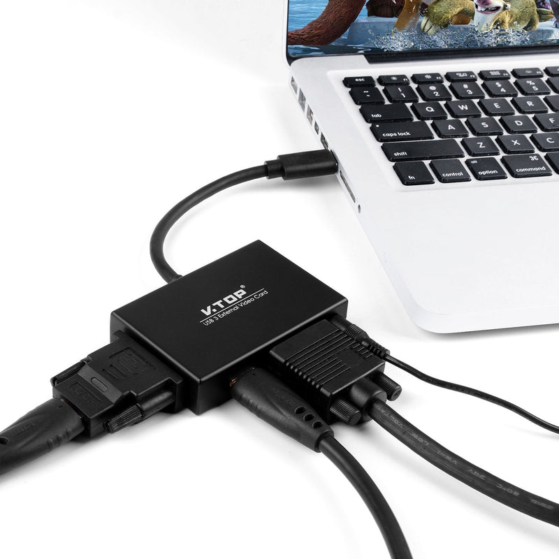 [Australia - AusPower] - USB 3.0 to HDMI-DVI-VGA Video Graphics Card Adapter for Multiple Monitors-Add HDMI and DVI-D or HDMI and VGA (Compatible for Windows 10, 8.1, 7, XP) USB 3.0 to HDMI-DVI-VGA 