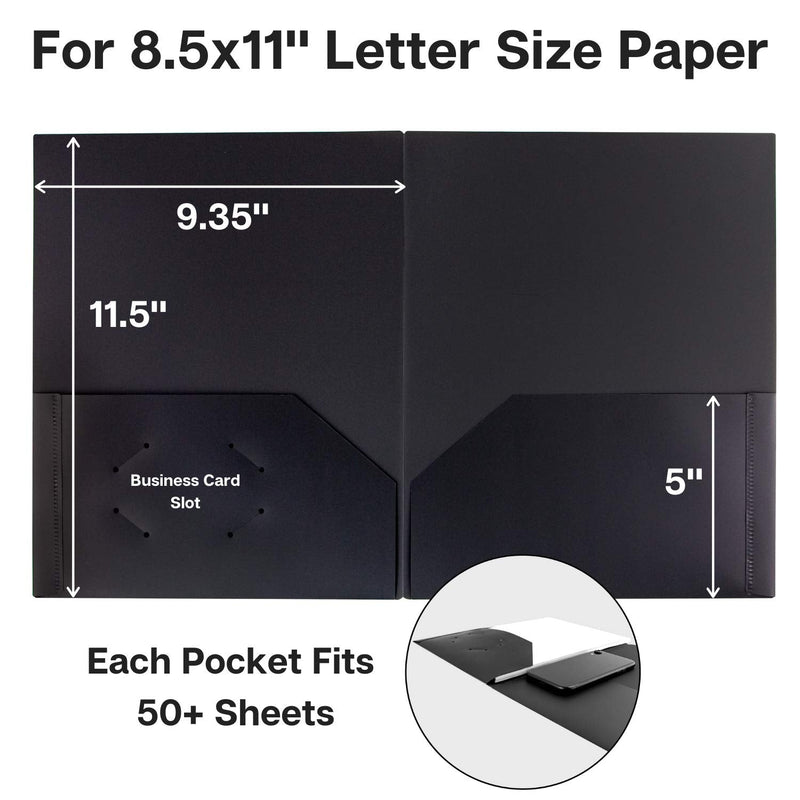 [Australia - AusPower] - Dunwell Plastic Folders with Pockets - (Black, 3 Pack), 2 Pocket Poly Folders for School, Home or Office, Durable Heavy Duty File Folders, Includes Removable Adhesive Labels Black 