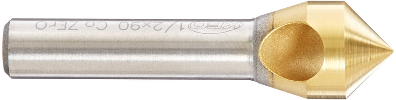 [Australia - AusPower] - KEO 53522 Cobalt Steel Single-End Countersink, TiN Coated, 90 Degree Point Angle, Round Shank, 5/16" Shank Diameter, 1/2" Body Diameter 