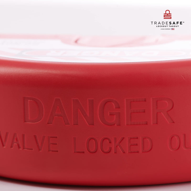 [Australia - AusPower] - TRADESAFE Gate Valve Lockout - Red Valve Lockout Device, Lockout Tagout Valve Adjustable for 1 inch to 6-1/2 inch Diameter Valve Handles, Industrial Grade Polypropylene Adjustable 1"-6-½" Red 