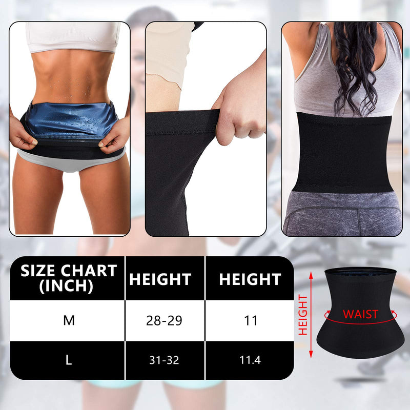 [Australia - AusPower] - 2 Pieces Waist Trimmer for Women Sweat Wrap Sweat Waist Trainer Sweat Tummy Workout Belt Stomach Wraps for Bodybuilding Blue Inner Small 