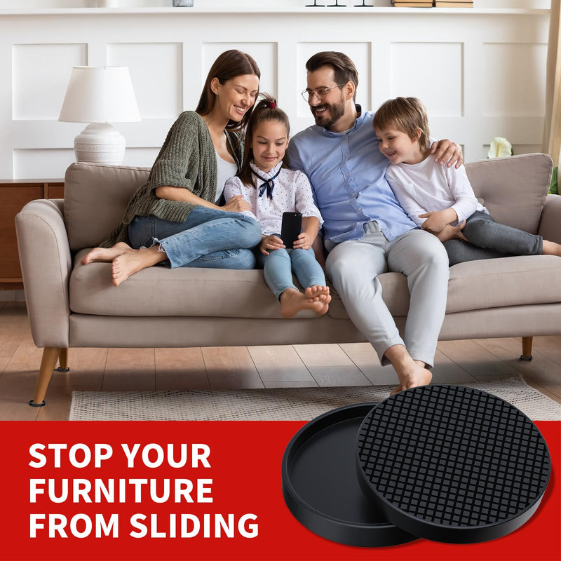 [Australia - AusPower] - Furniture Coasters - 2.5â€ Non Slip Furniture Pads for Hardwoods Floors, 8 PCS Round Rubber Non Skid Furniture Caster Cups, Anti Slide Furniture Feet Floor Protectors for Bed Couch Stoppers (Black) 2-1/2 inch 8 pack 