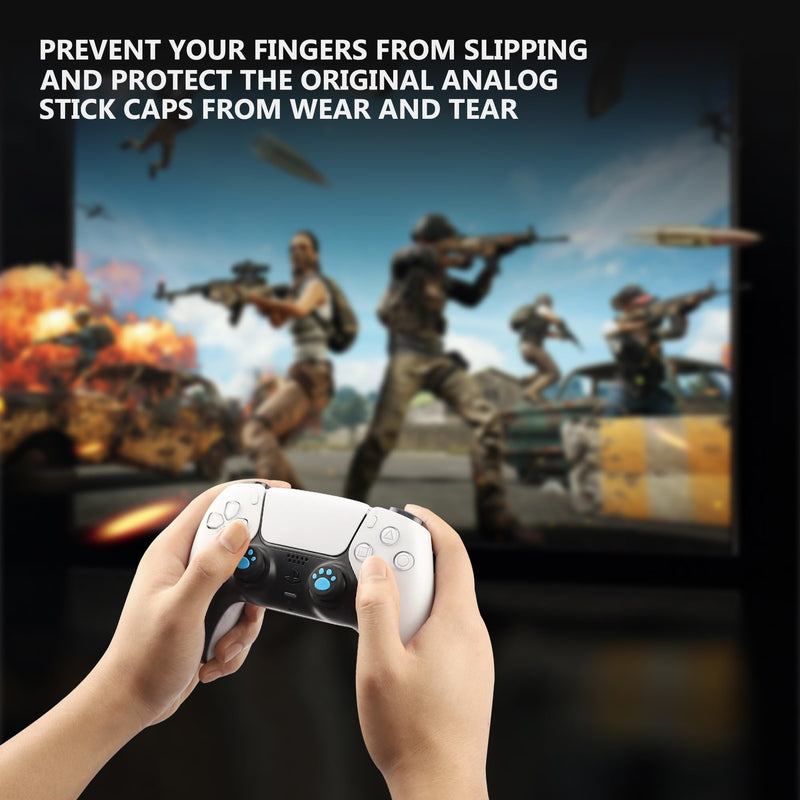 [Australia - AusPower] - 6PCS PS5 Silicone Thumb Cap, Non-Slip Silicone Analog Joystick Thumb Stick Grip Cap for PS2, PS3, PS4, PS5, Xbox One, Xbox Series X/S, Xbox 360, Switch Pro, Wii U Game Controller (Black Blue) Black Blue 