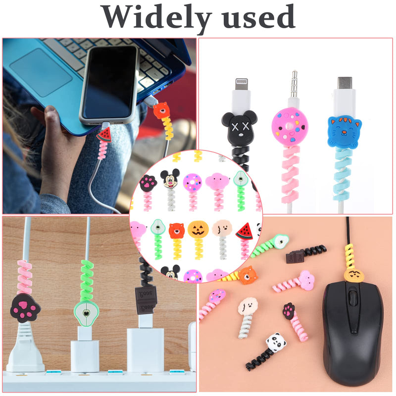 [Australia - AusPower] - 50 Pcs Colorful Cartoon Charger Protectors Mouse Cable Protectors Spiral Data Cable Protective Sleeves Headphone Charging Cable Anti-Data Cable Protectors for Cell Phones Laptops Earphones 