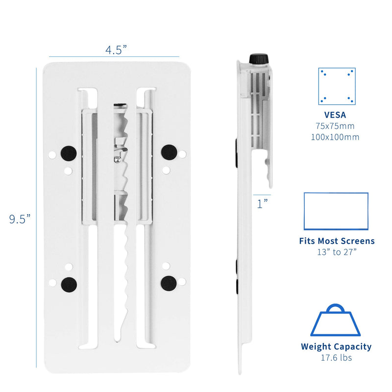 [Australia - AusPower] - VIVO Height Adjustable VESA Adapter for Single 13 to 27 inch Monitor, Accessory Bracket Kit for Individual Screen, White, STAND-VAD3W 