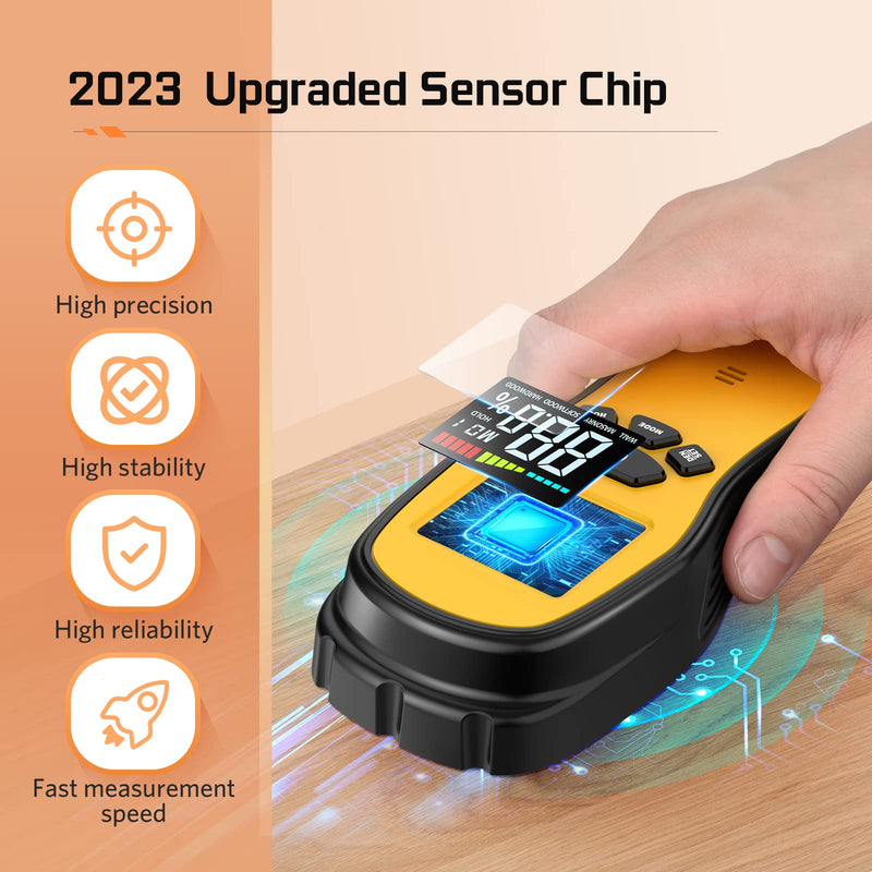 [Australia - AusPower] - Pinless Wood Moisture Meter Detection - Firewood Moisture Meter Digital Moisture Detector for Lumber Drywall Firewood Masonry Woodworking Plaster Floor Concrete Building with LCD Display Sound Alarm 