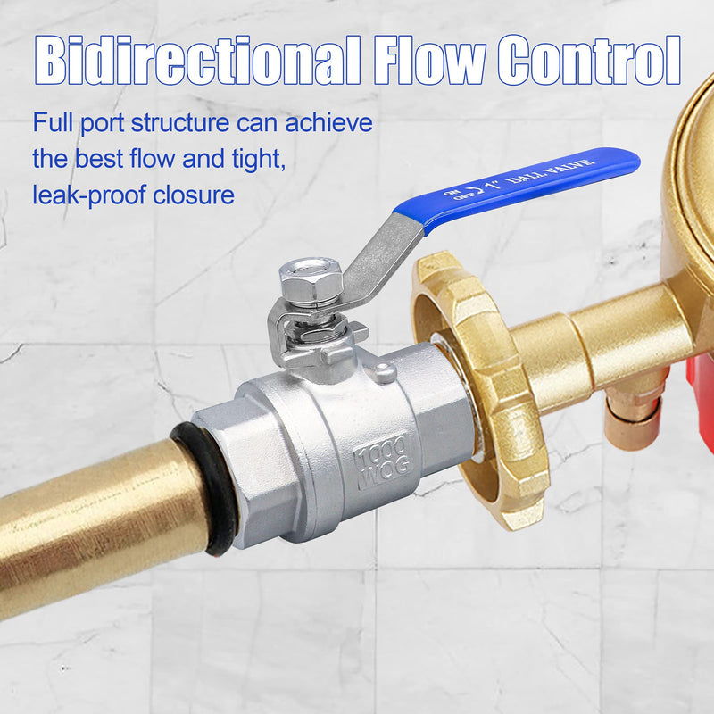 [Australia - AusPower] - 1 Inch Ball Valve, Premium 304 Stainless Steel Full Port Forged NPT Ball Valve for Water Oil and Gas with Long Handle Shut Off Switch, 1000 WOG ( 1 Piece, FNPT to FNPT ) 