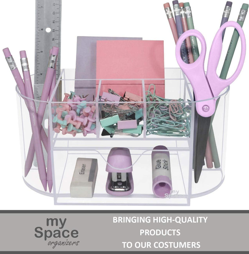 [Australia - AusPower] - Desk Organizer Pen Holder Acrylic for Office Supplies and Desk Accessories Clear Office Organization Desktop Organizer for Room College Dorm Home School (Clear) 
