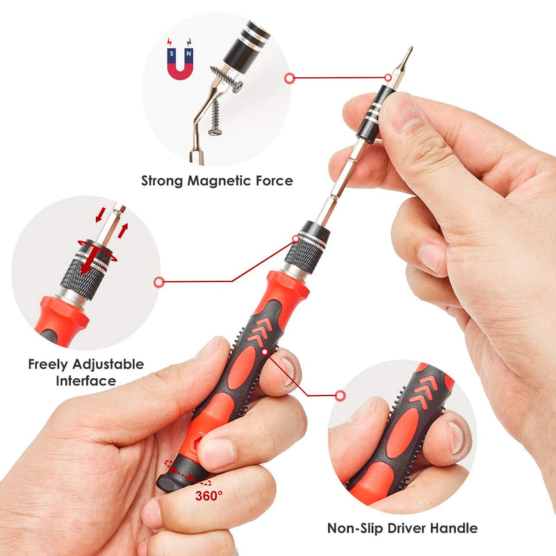 [Australia - AusPower] - SHARDEN Precision Screwdriver Set, 122 in 1 Electronics Magnetic Repair Tool Kit with Case for Repair Computer, iPhone, PC, Cellphone, Laptop, Nintendo, PS4, Game Console, Watch, Glasses etc (Red) Red 