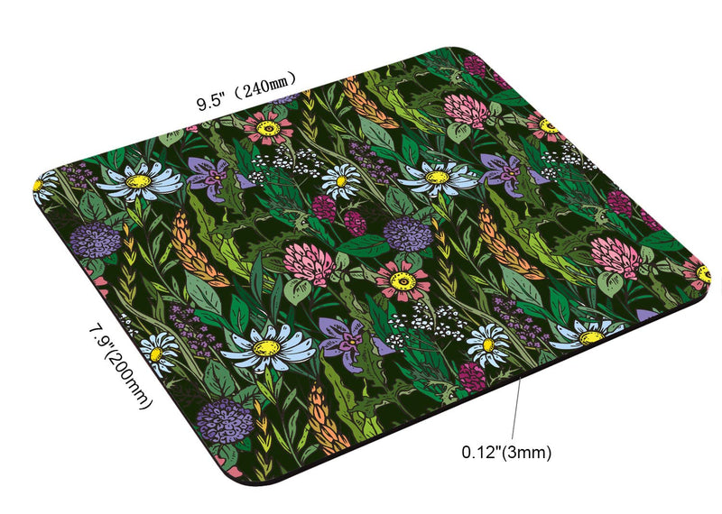 [Australia - AusPower] - Wild Flowers Mouse Pad Green Mousepad Botanical Office Decor for Women Desk Accessories Floral Summer Mousepad Gift for Coworker Boss 9.5"x7.9"x0.12" Inch Wild Flowers 