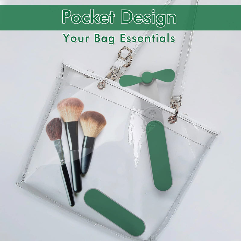 [Australia - AusPower] - Nezylaf Handheld Mini Fan, Travel Mini Fan Rechargeable [9-15 Working Hours], Portable USB Small Pocket Fan, Personal Fan with Power Bank,Outdoor Travel essentials for Women Green-01 