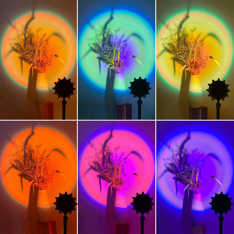 [Australia - AusPower] - YouOKLight Sunset Lamp Projector, Sunset Projector Light LED 16 Colors Brightness Adjustable Projection Night Light with Remote Control USB Charging for Photography Party Home Living Room Bedroom Rgb, Remote Control, Sunflower 